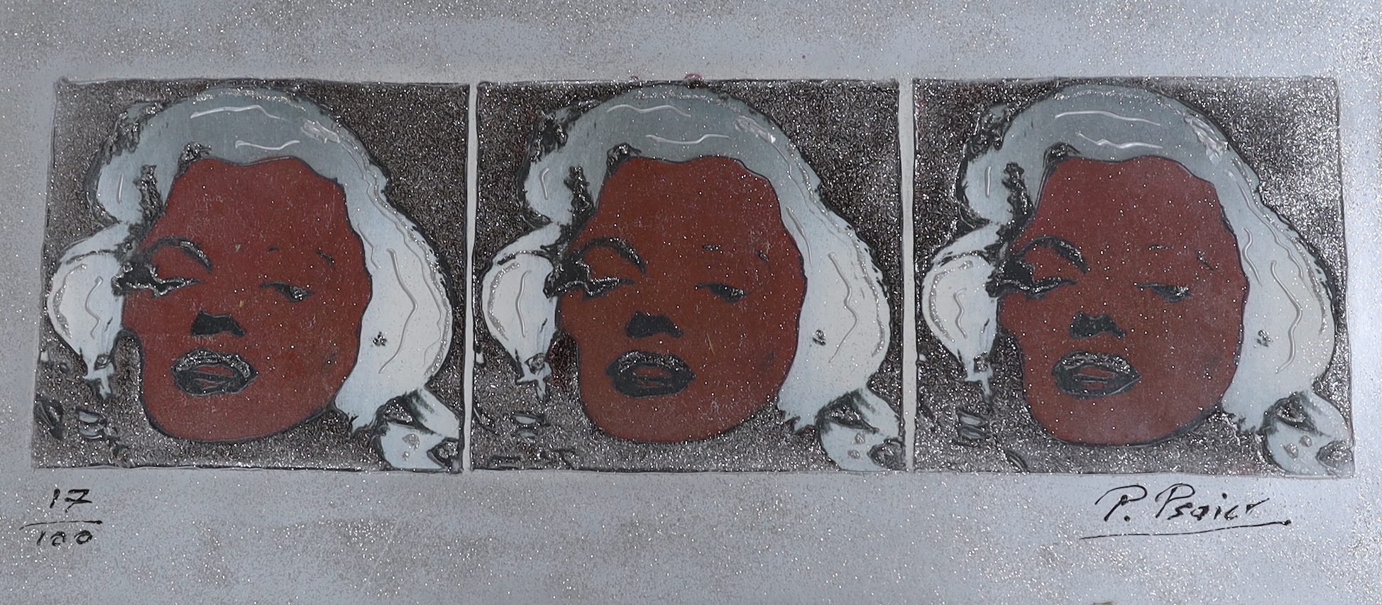 Pietro Psaier (1939-2004), hand embellished screenprint, 'The Norma Jean (3 Multi)', signed, 17/100, COA verso, 34 x 75cm